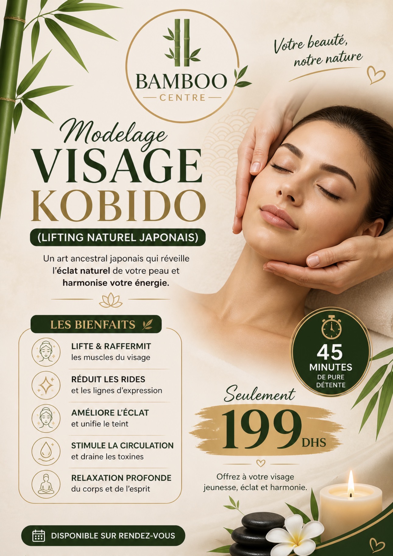 Modelage Visage Kobido 199 DHS - Menu Bamboo